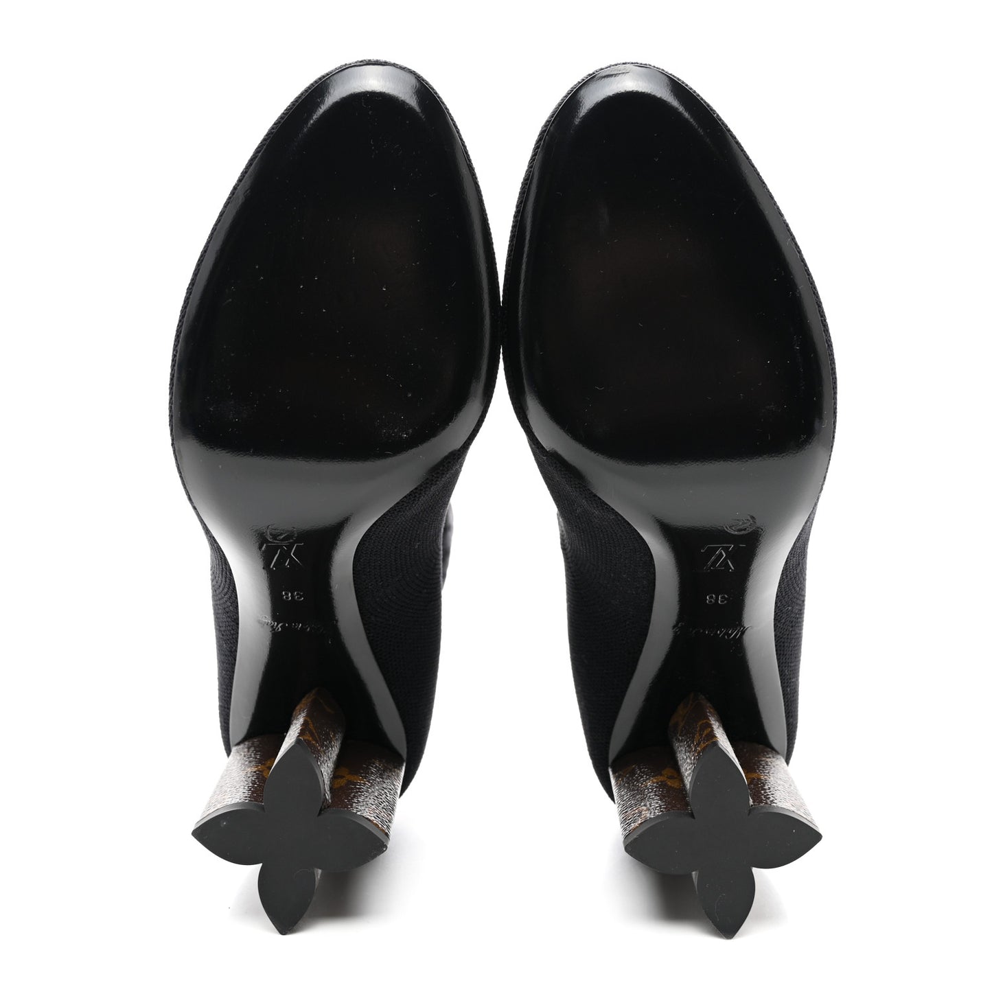 Monogram Stretch Fabric Silhouette Ankle Boots 38 Black