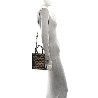 Prada Jacquard Saffiano Triangolo Symbole Embroidered Micro Tote Black Corda 2 of 9