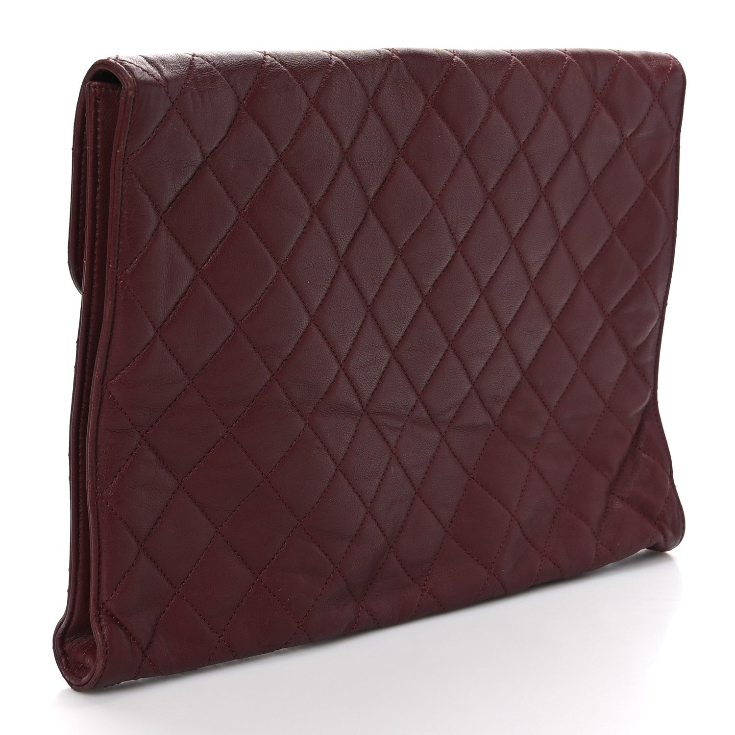 Chanel Calfskin Quilted Document Portfolio Holder Dark Red 3 of 9
