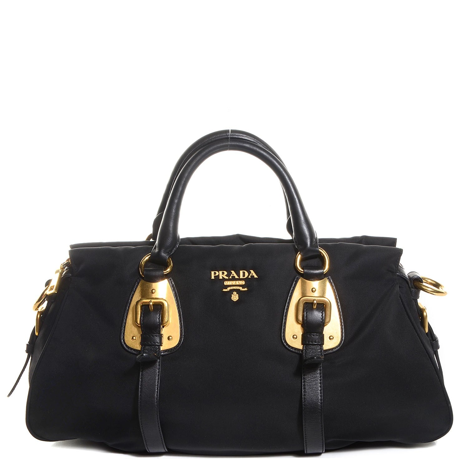 Prada Tessuto Nylon Calfskin Shopping Satchel Black 1 of 10