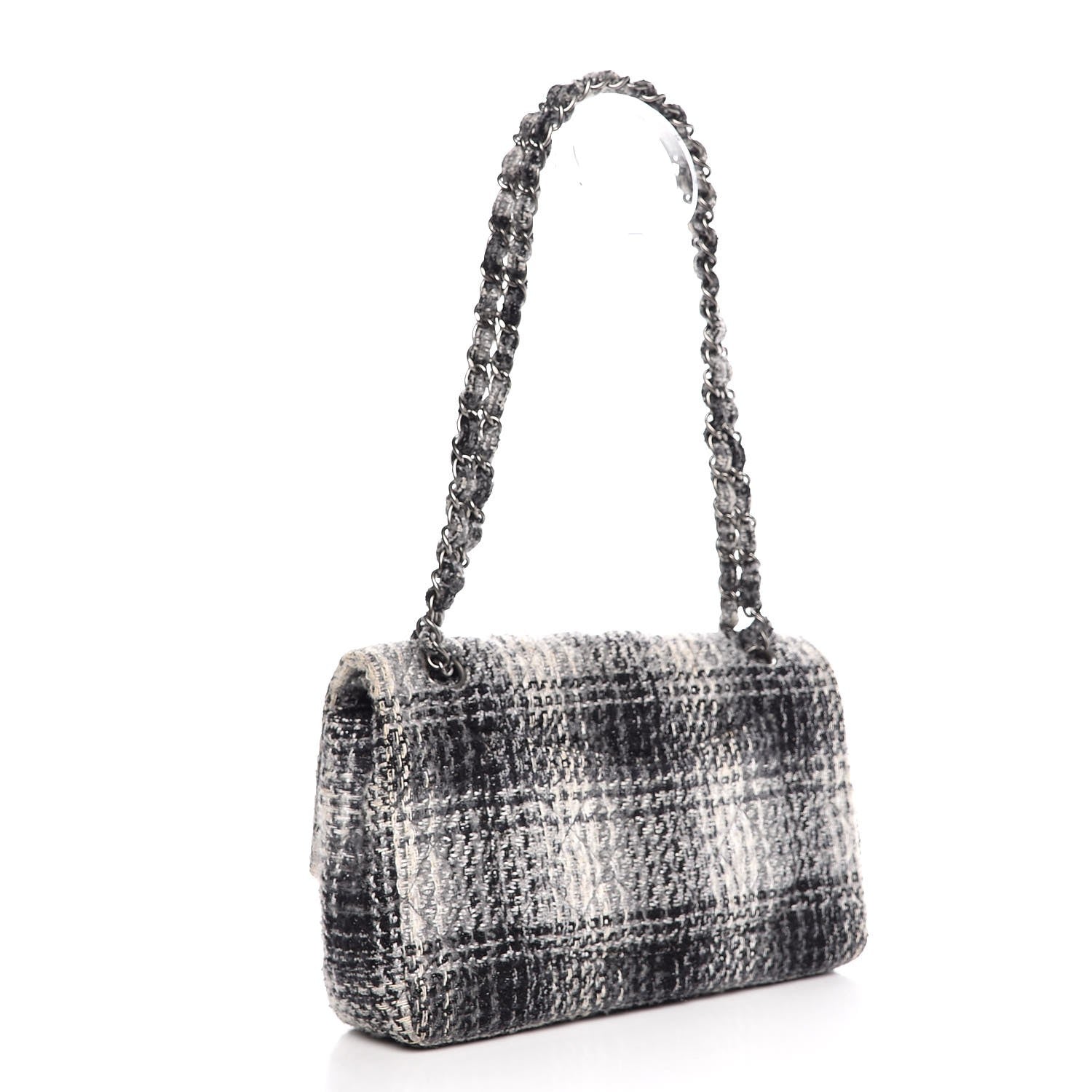 Chanel Tweed Quilted Medium Double Flap Grey 3 of 7