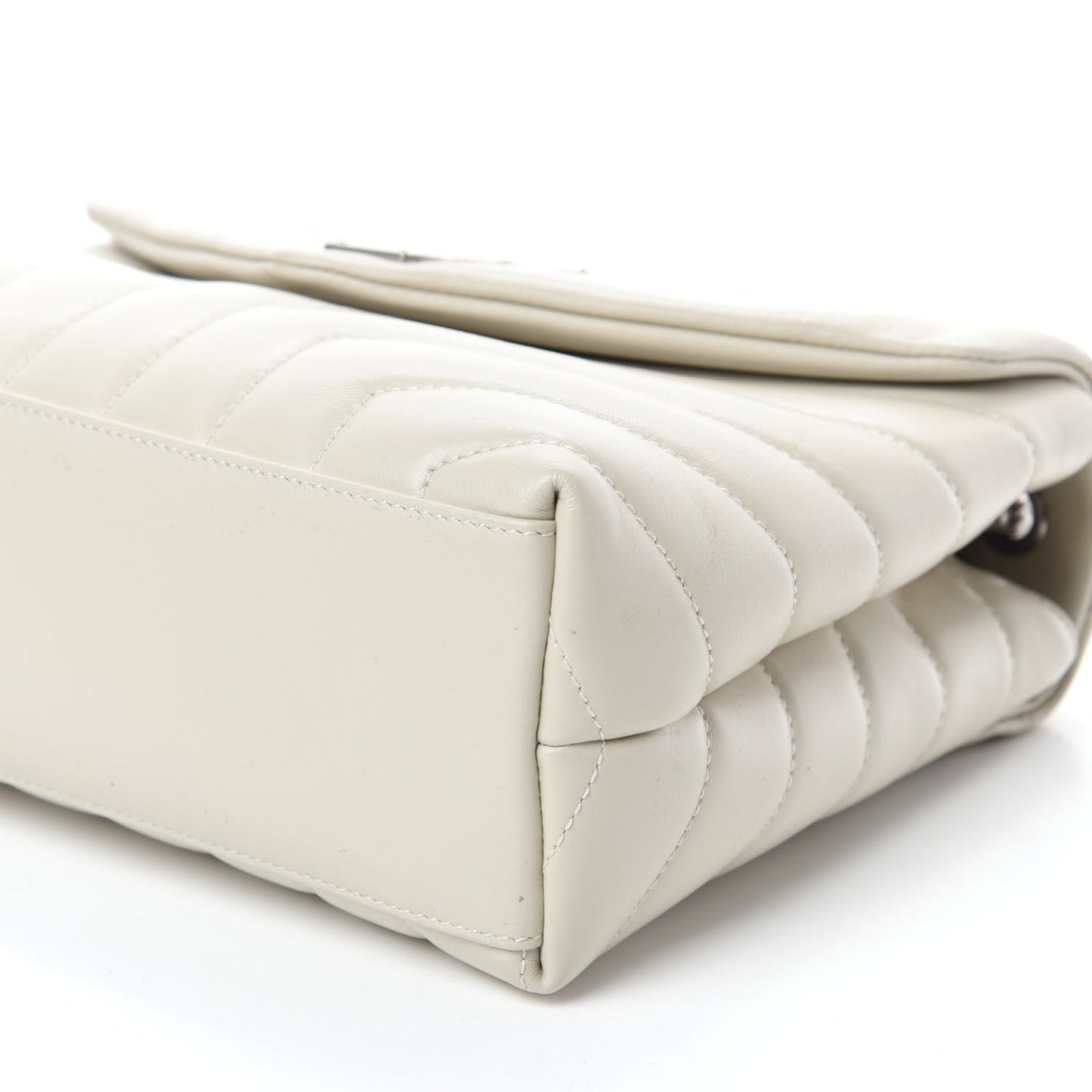 Calfskin Y Quilted Monogram Small Loulou Chain Satchel Ivory