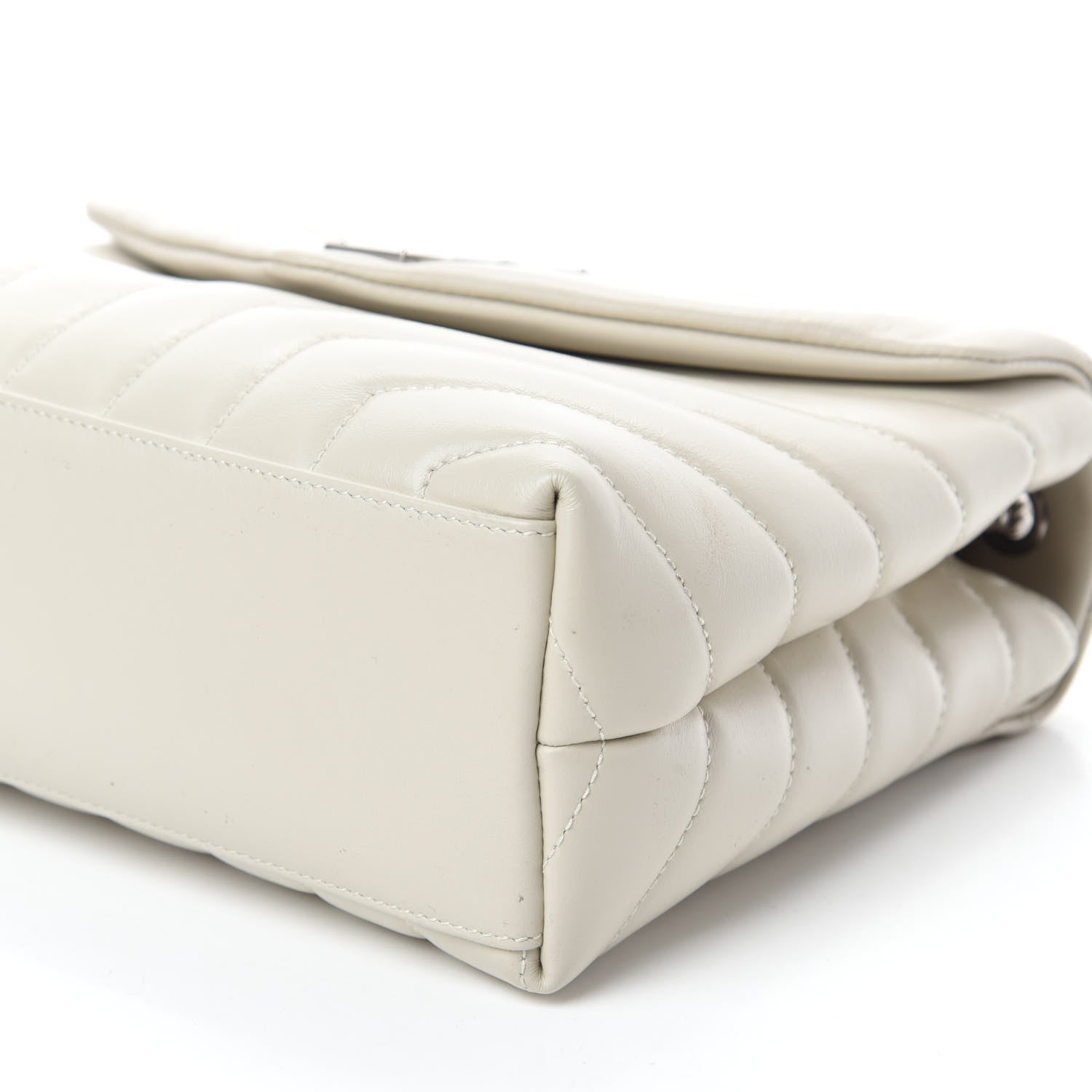 Saint Laurent Calfskin Y Quilted Monogram Small Loulou Chain Satchel Ivory 7 of 11