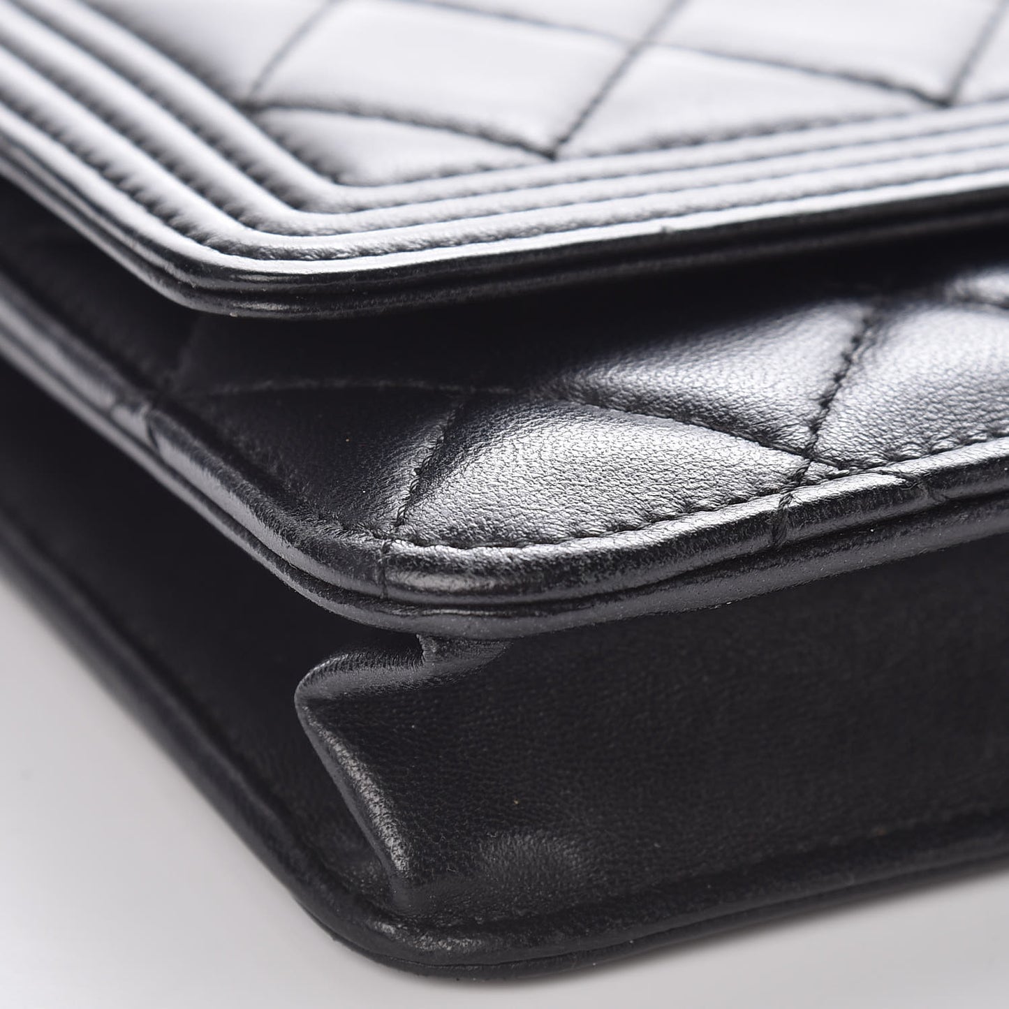 Lambskin Quilted Boy Wallet On Chain WOC Black