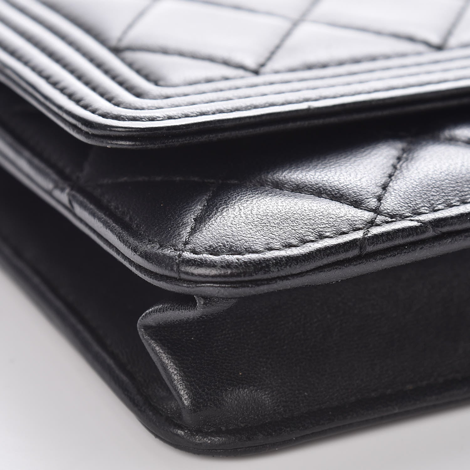 Chanel Lambskin Quilted Boy Wallet On Chain WOC Black 9 of 11
