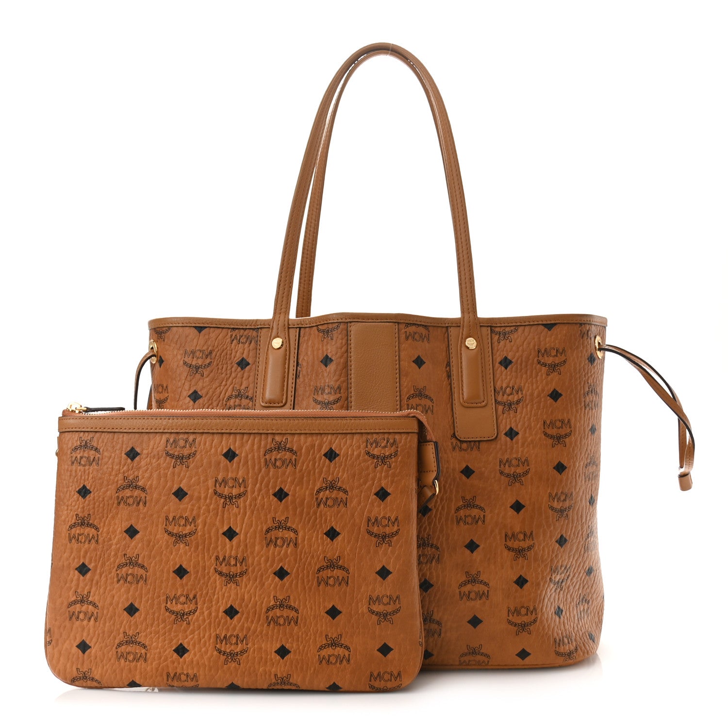 MCM Visetos Medium Project Reversible Shopper Tote Cognac 1 of 15
