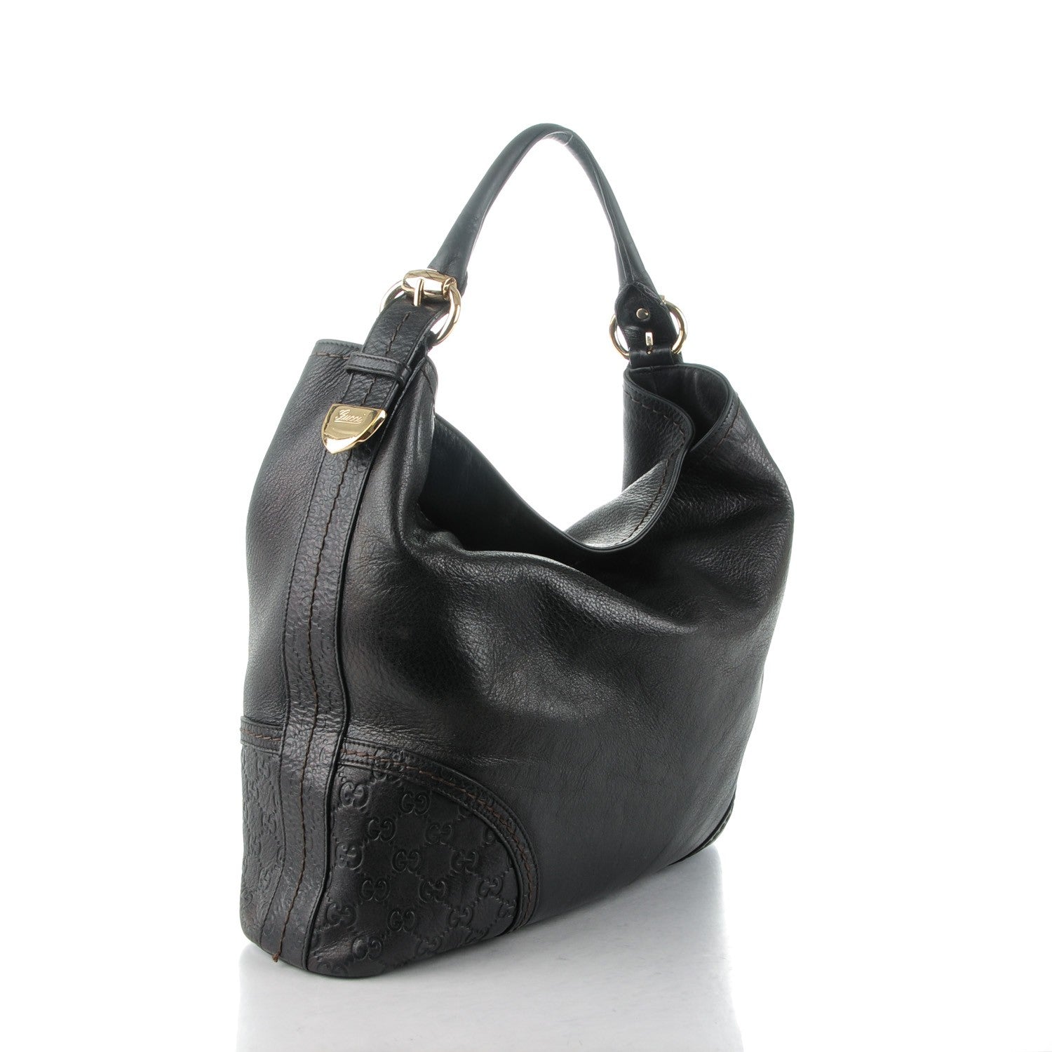Gucci Calfskin Guccissima Trim Large Signoria Hobo Black 3 of 7