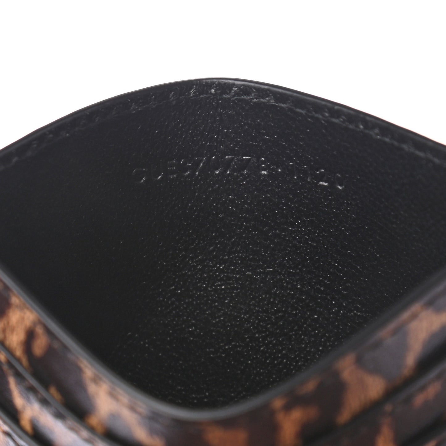 Calfskin Leopard Print Monogram Credit Card Case Multicolor