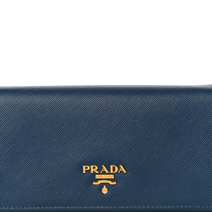 Prada Saffiano Metal Continental Flap Wallet Bleuette 7 of 11