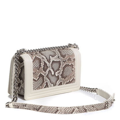 Chanel Python Calfskin Medium Boy Flap White 3 of 9