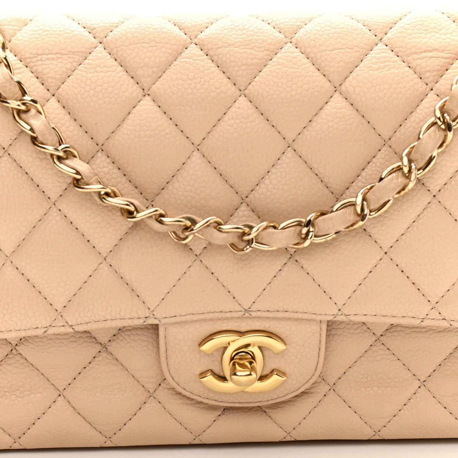 Chanel Caviar Quilted Medium Double Flap Beige Clair 8 of 14