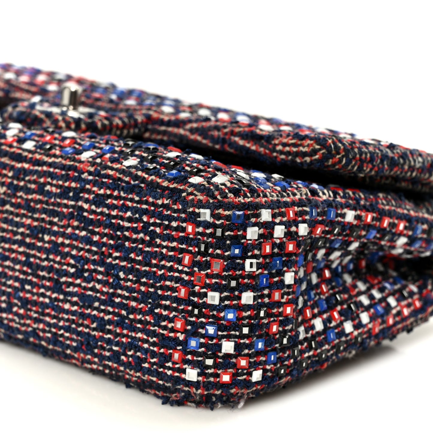 Sequin Tweed Medium Double Flap Red White Blue