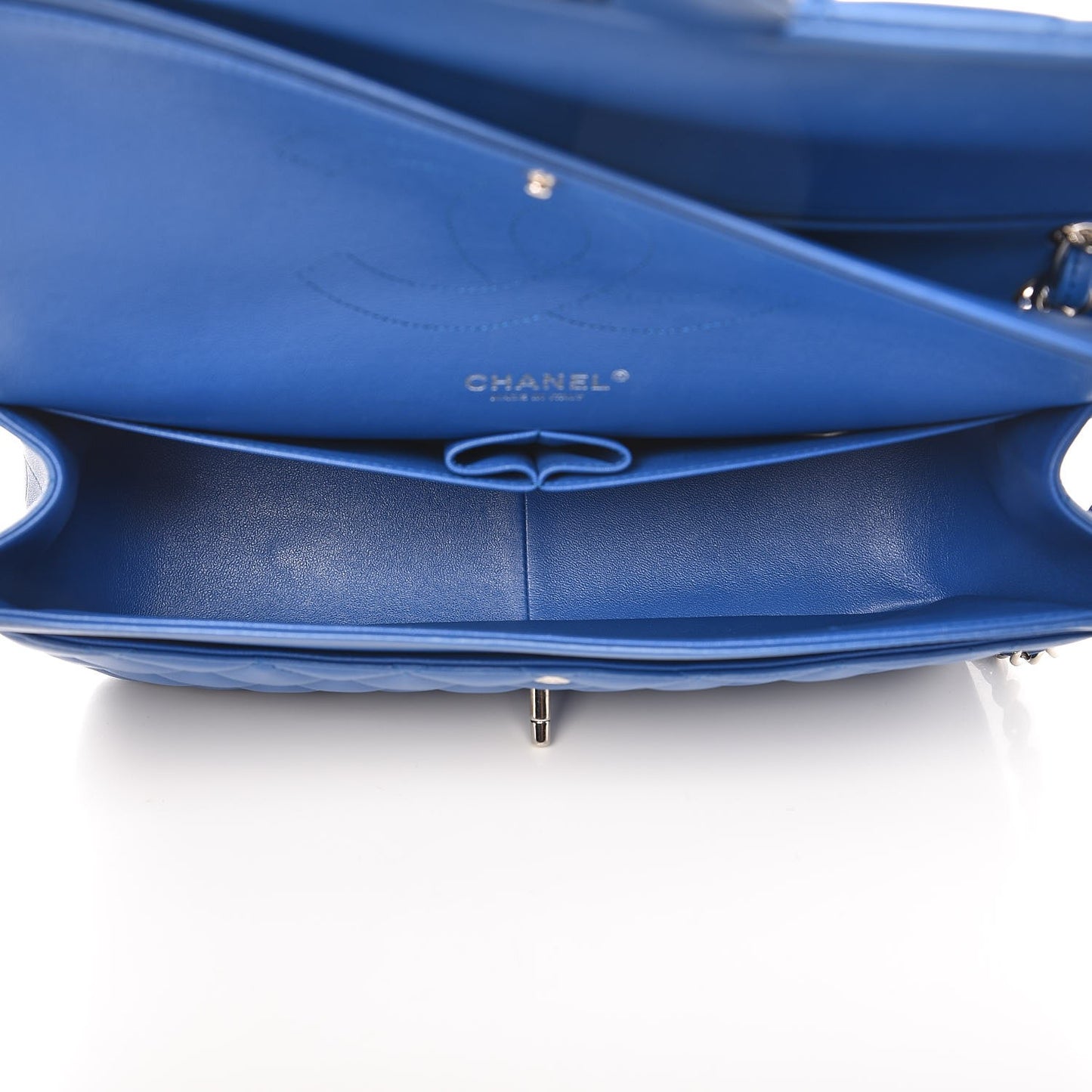 Lambskin Quilted Jumbo Double Flap Blue