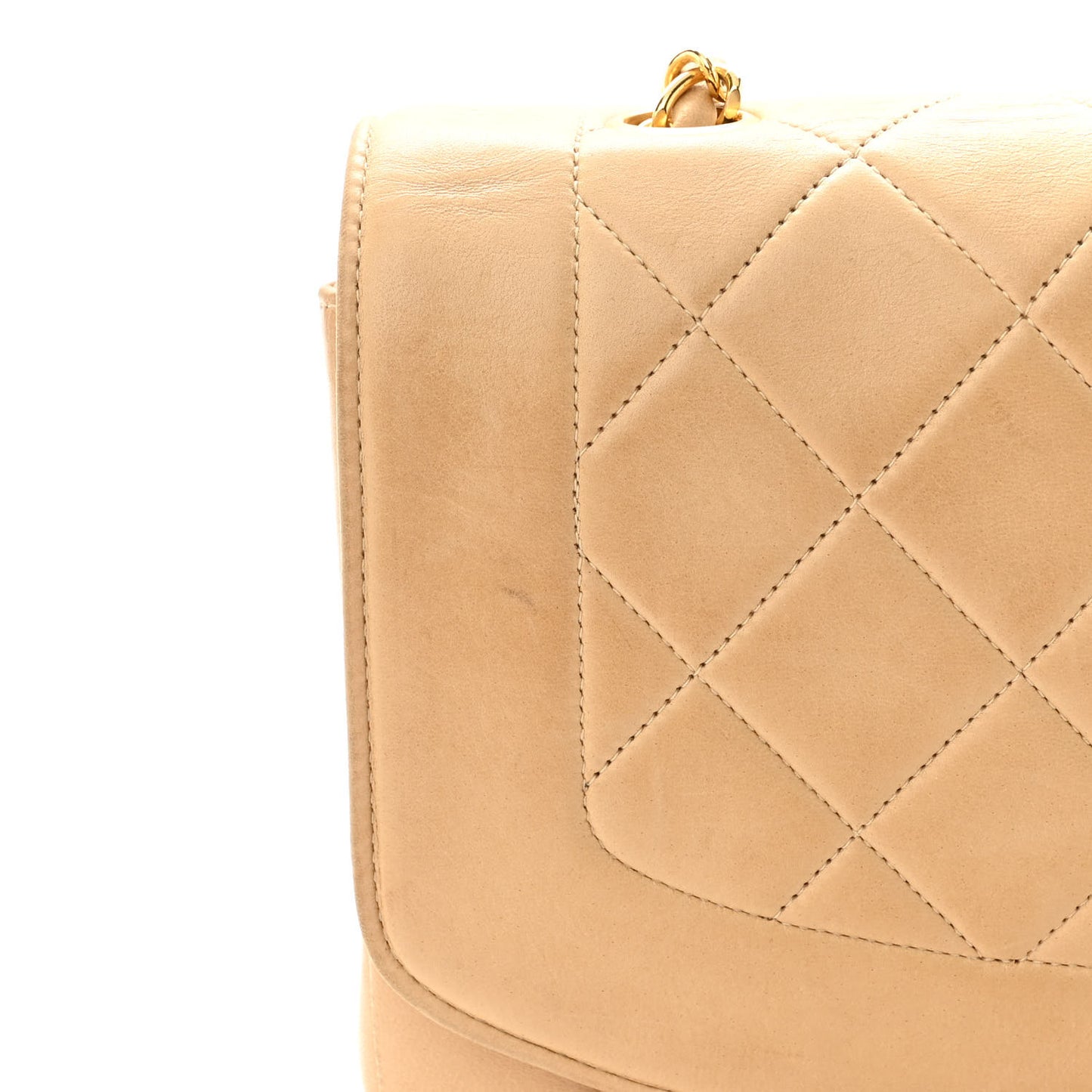 Lambskin Quilted Medium Single Flap Beige