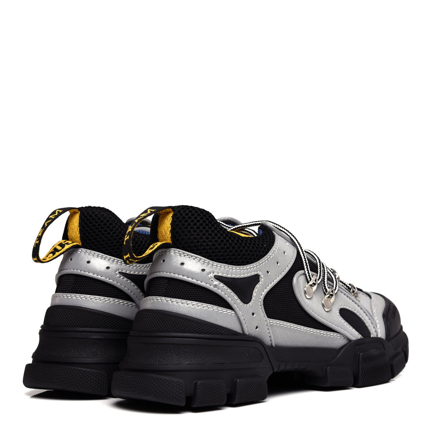 X SEGA Mesh Technical Canvas Calfskin Reflective Mens Flashtrek Sneakers 5 Silver Black