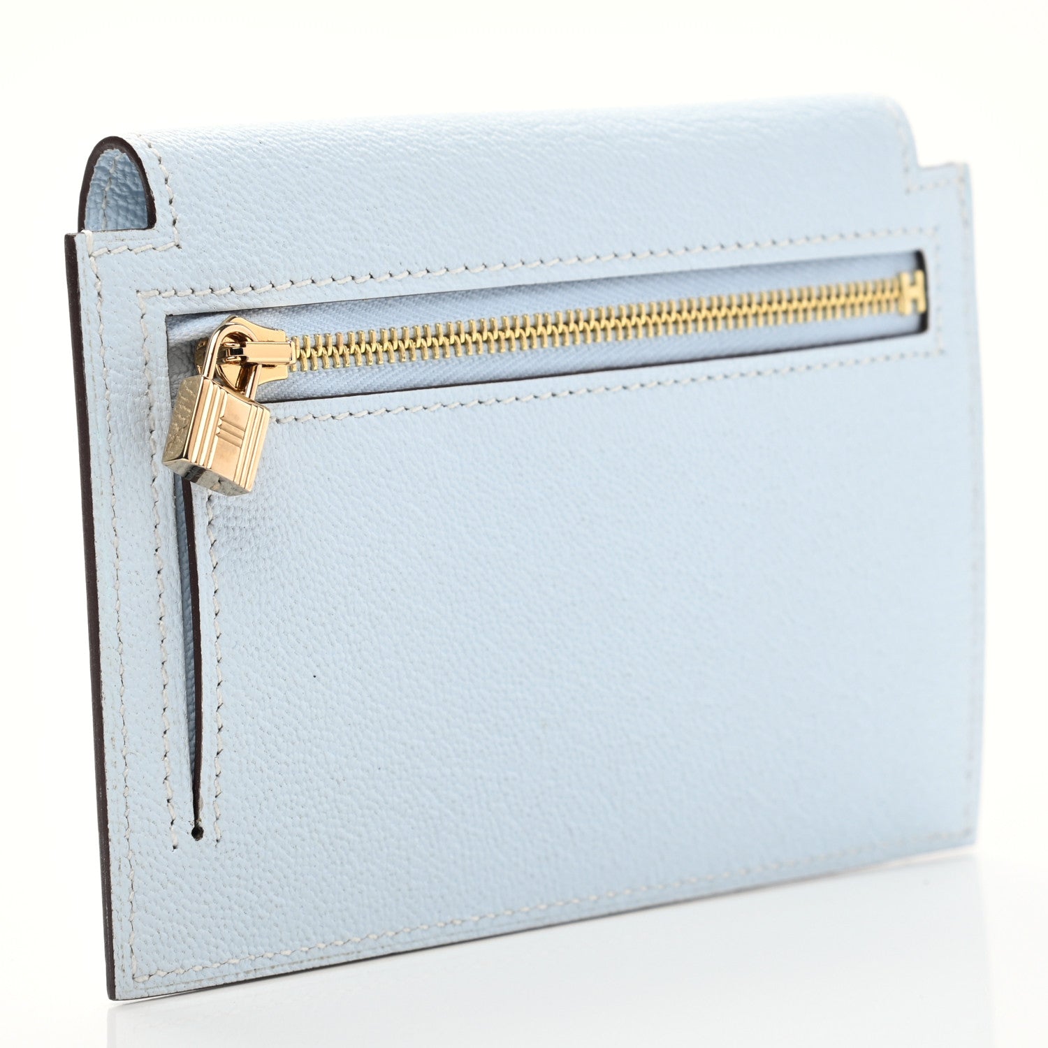 Hermes Chevre Mysore Kelly Pocket Compact Wallet Bleu Brume 3 of 8