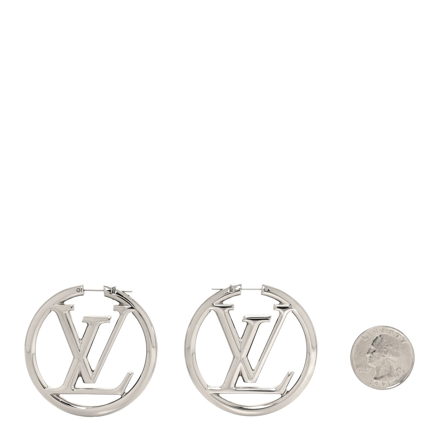 Louis Vuitton Palladium Louise Hoop Earrings Silver 2 of 4