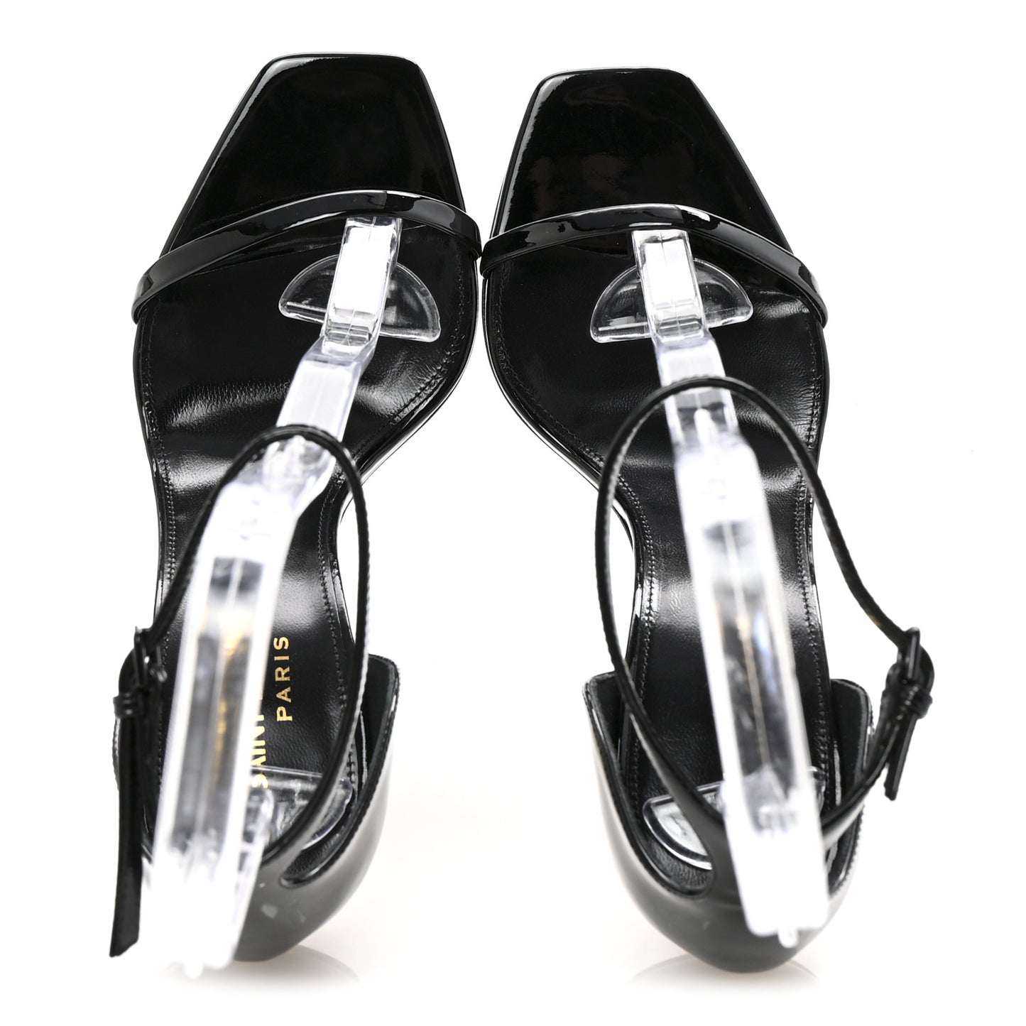 Patent Calfskin Opyum 110 Sandals 36.5 Black Gold