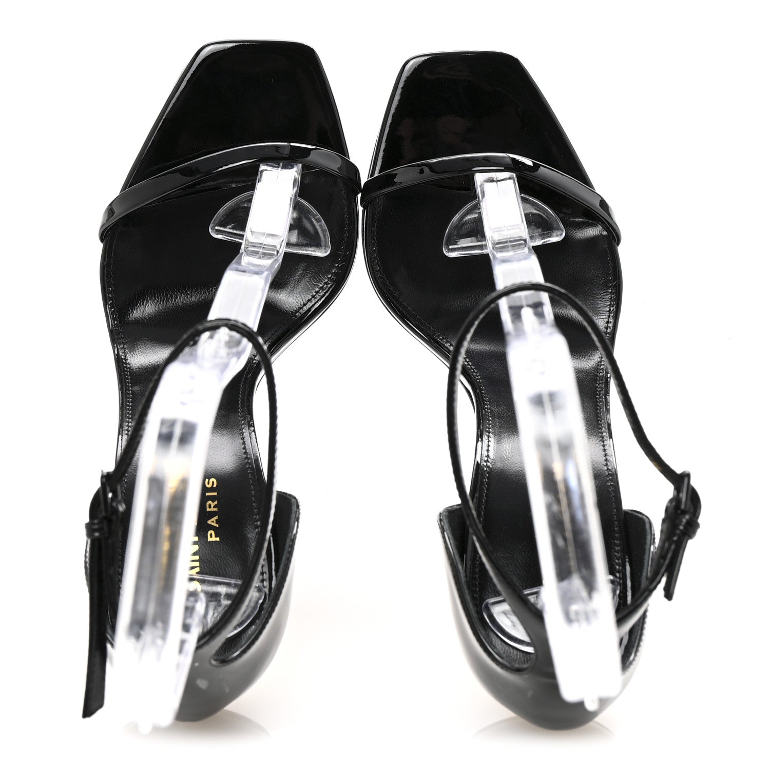 Saint Laurent Patent Calfskin Opyum 110 Sandals 36.5 Black Gold 4 of 18