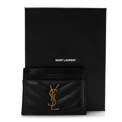 Saint Laurent Grain De Poudre Matelasse Chevron Monogram Credit Card Case Black 7 of 7