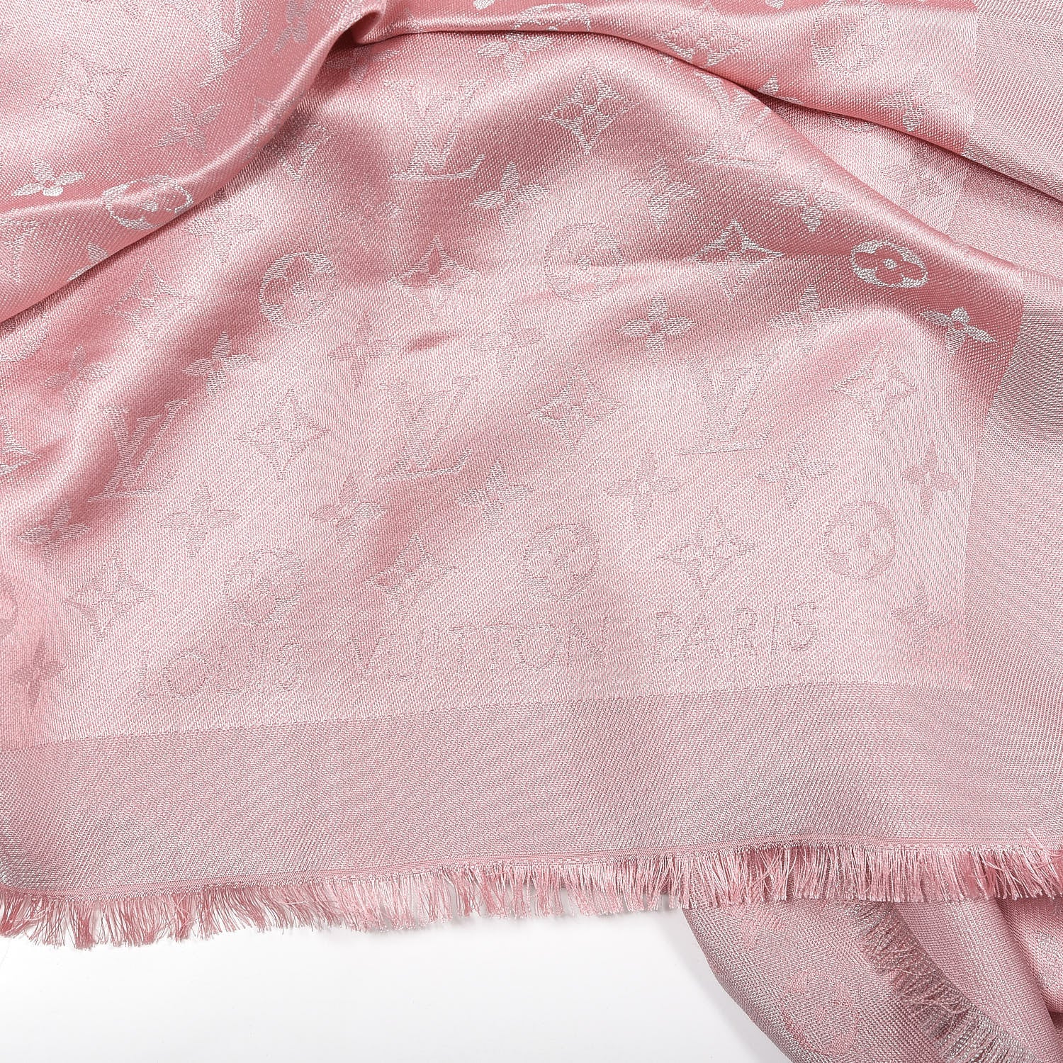Louis Vuitton Silk Lurex Wool Monogram Shine Shawl Rose Velours 2 of 3