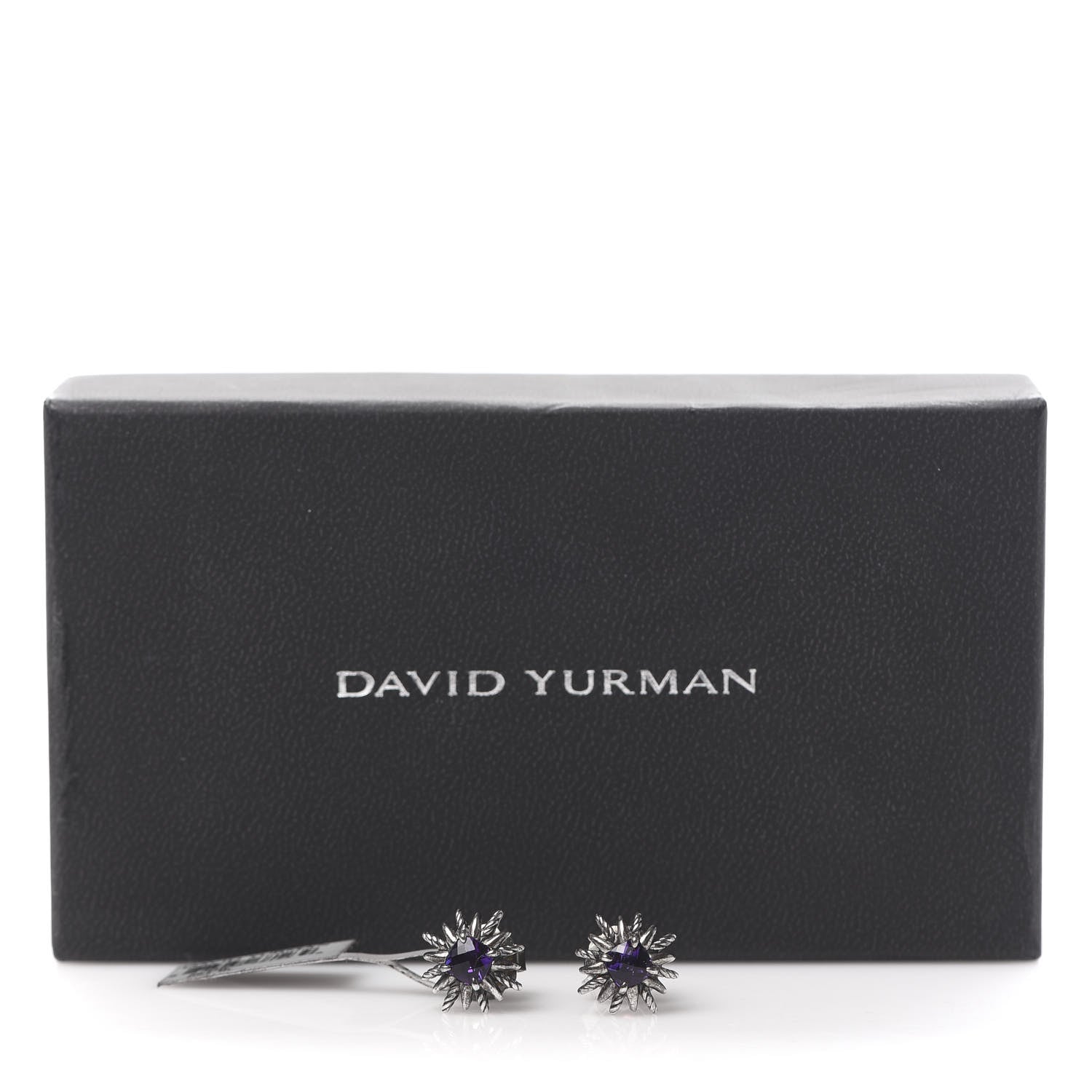 David Yurman Sterling Silver Pave Diamond Amethyst 12mm Starburst Earrings 5 of 5