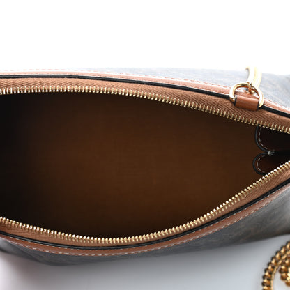 Celine Triomphe Canvas Calfskin Mini Clutch on Chain Tan 5 of 9