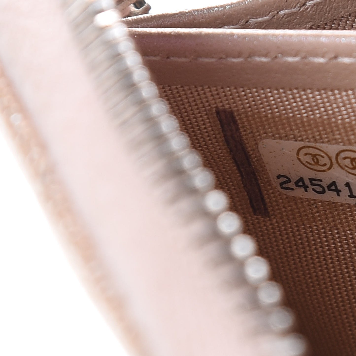 Metallic Caviar Chevron Quilted Zip Around Wallet Light Gold