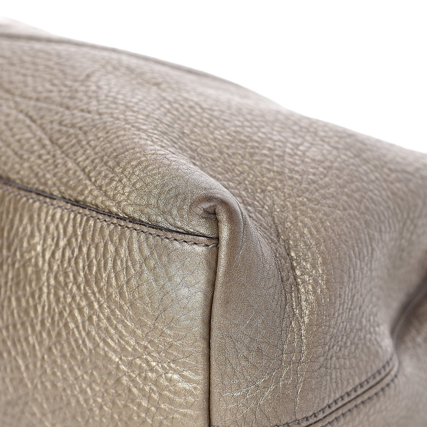 Metallic Pebbled Calfskin Medium Soho Chain Shoulder Bag Golden Beige