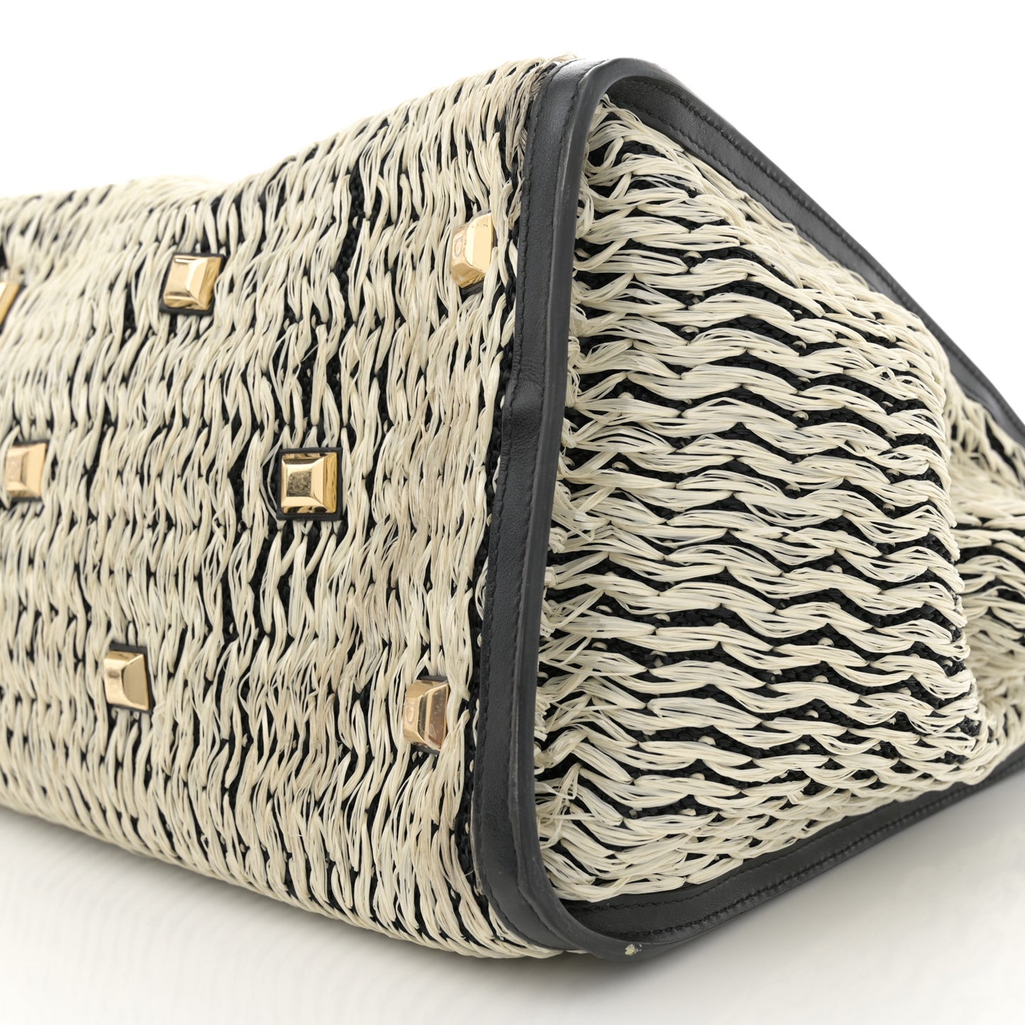 Raffia Large Studio Bag Black White