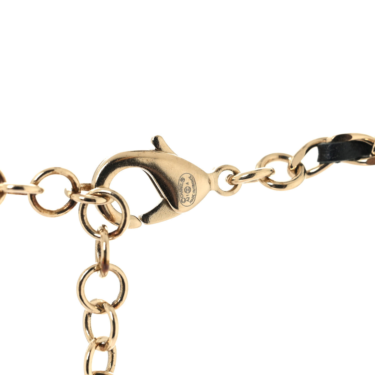 Chanel Crystal Pearl Lambskin CC Chain Necklace Gold Black Pearly White 4 of 5