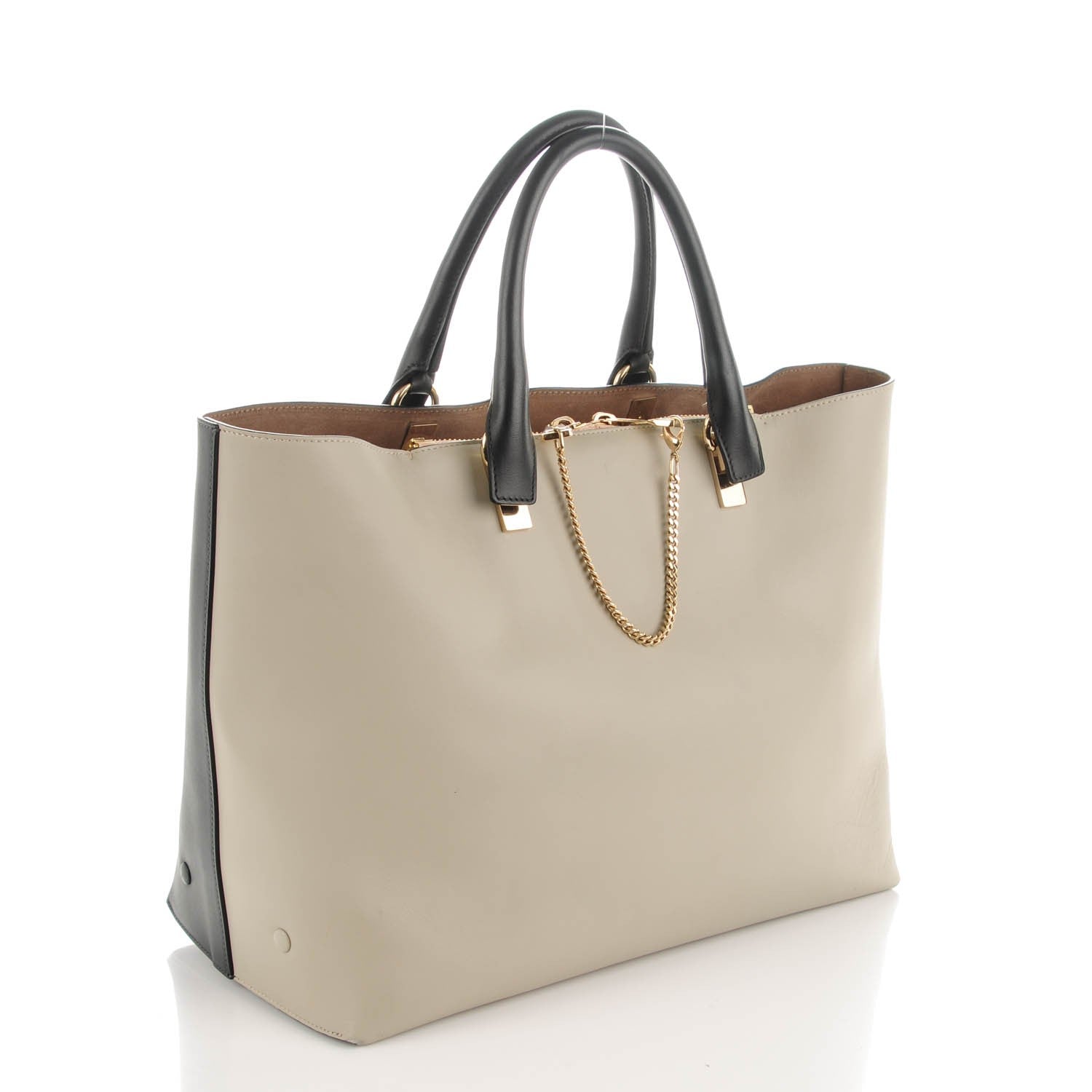 Chloe Smooth Calfskin Medium Baylee Open Tote Marshmallow Grey Black 3 of 6