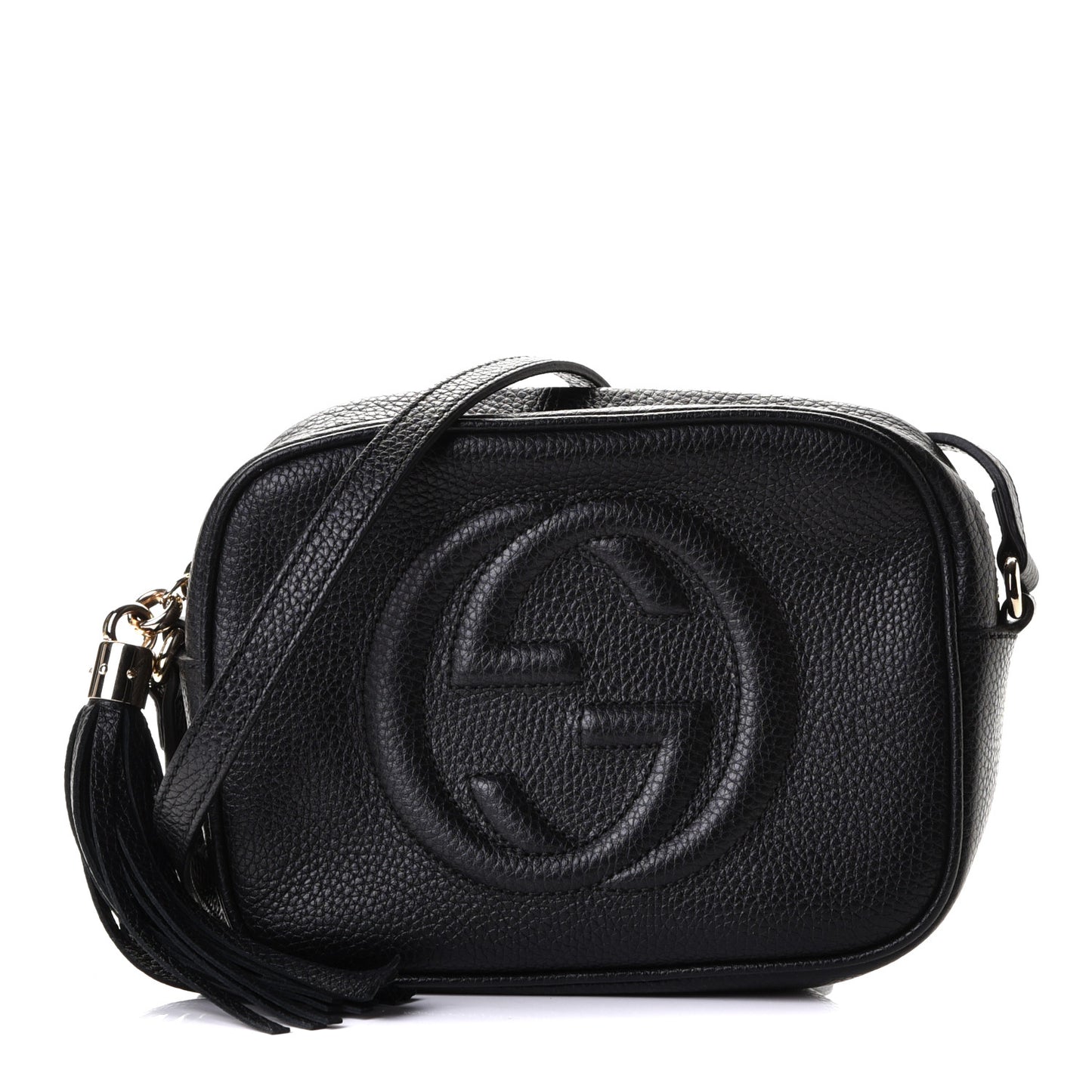Pebbled Calfskin Small Soho Disco Bag Black