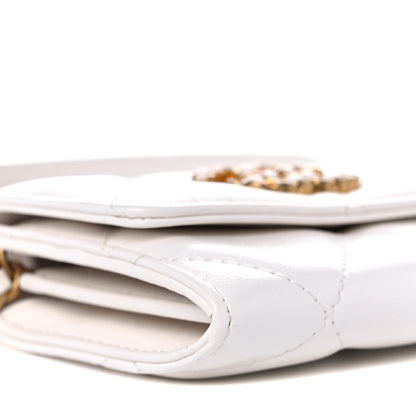 Chanel Lambskin Quilted Chanel 19 Flap Coin Purse With Chain White 8 of 9