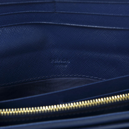 Prada Saffiano Metal Continental Flap Wallet Bluette 7 of 8