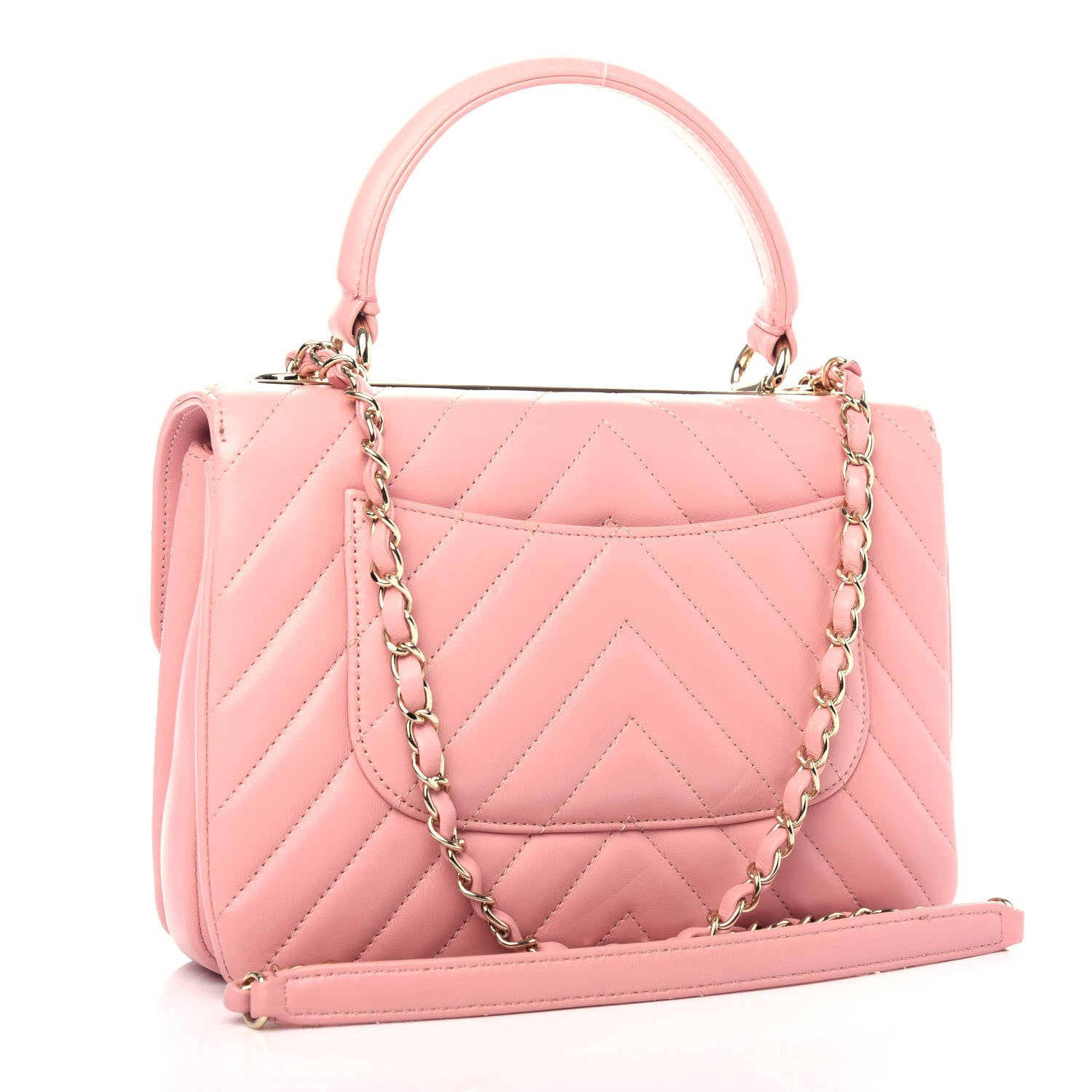 Chanel Lambskin Chevron Quilted Small Trendy CC Dual Handle Flap Bag Light Pink 2 of 10