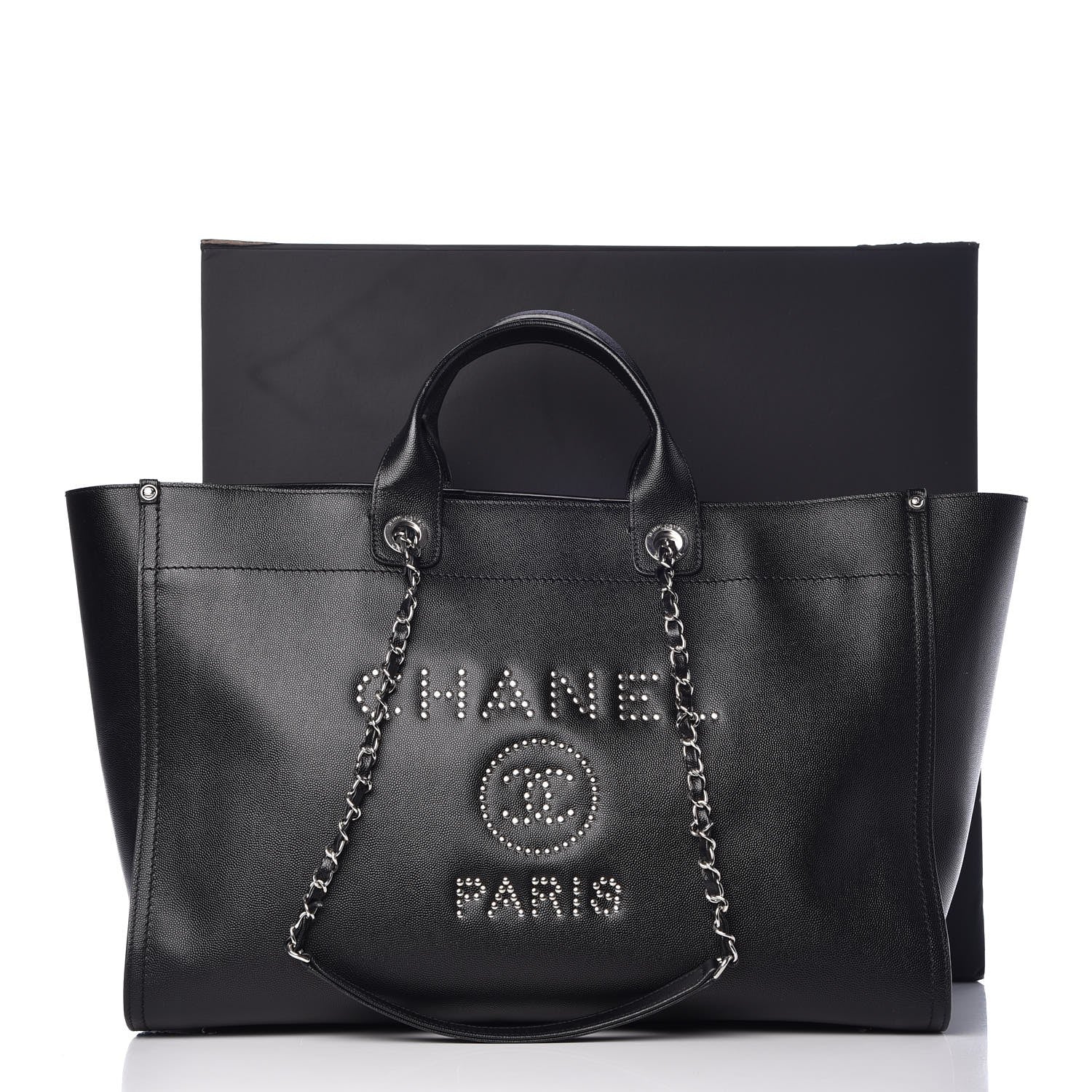 Chanel Caviar Extra Large Studded Deauville Tote Black 13 of 13