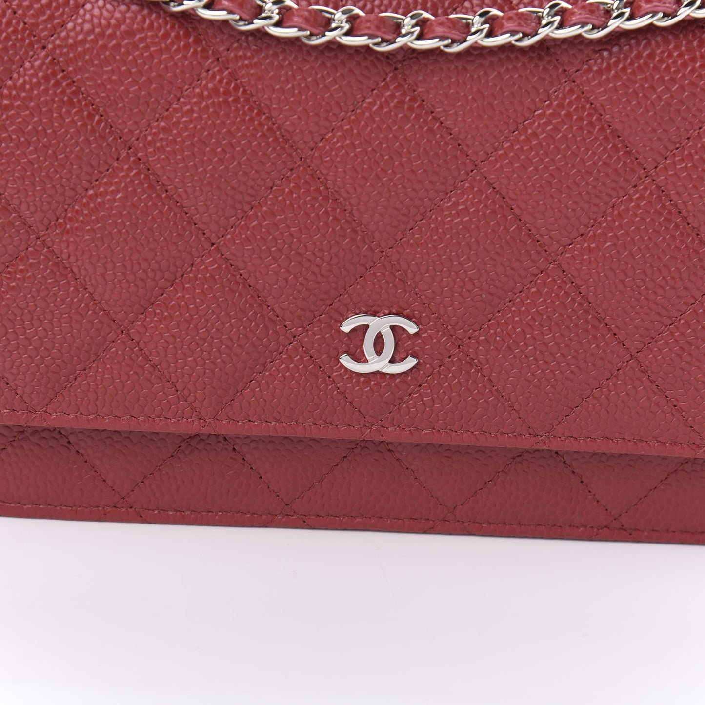 Caviar Quilted Wallet on Chain WOC Red