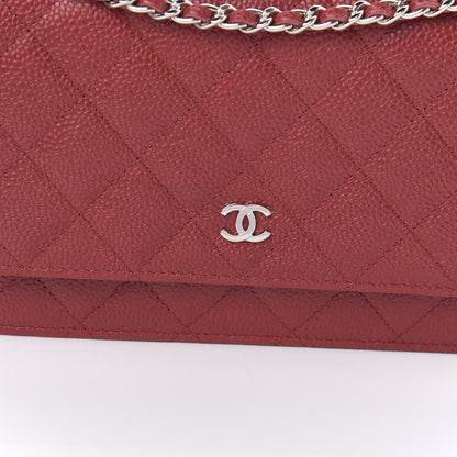 Chanel Caviar Quilted Wallet on Chain WOC Red 11 of 12