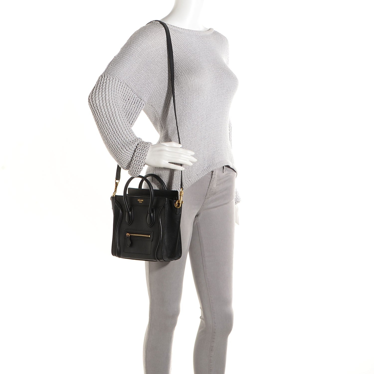 Celine Smooth Calfskin Nano Luggage Black 2 of 8