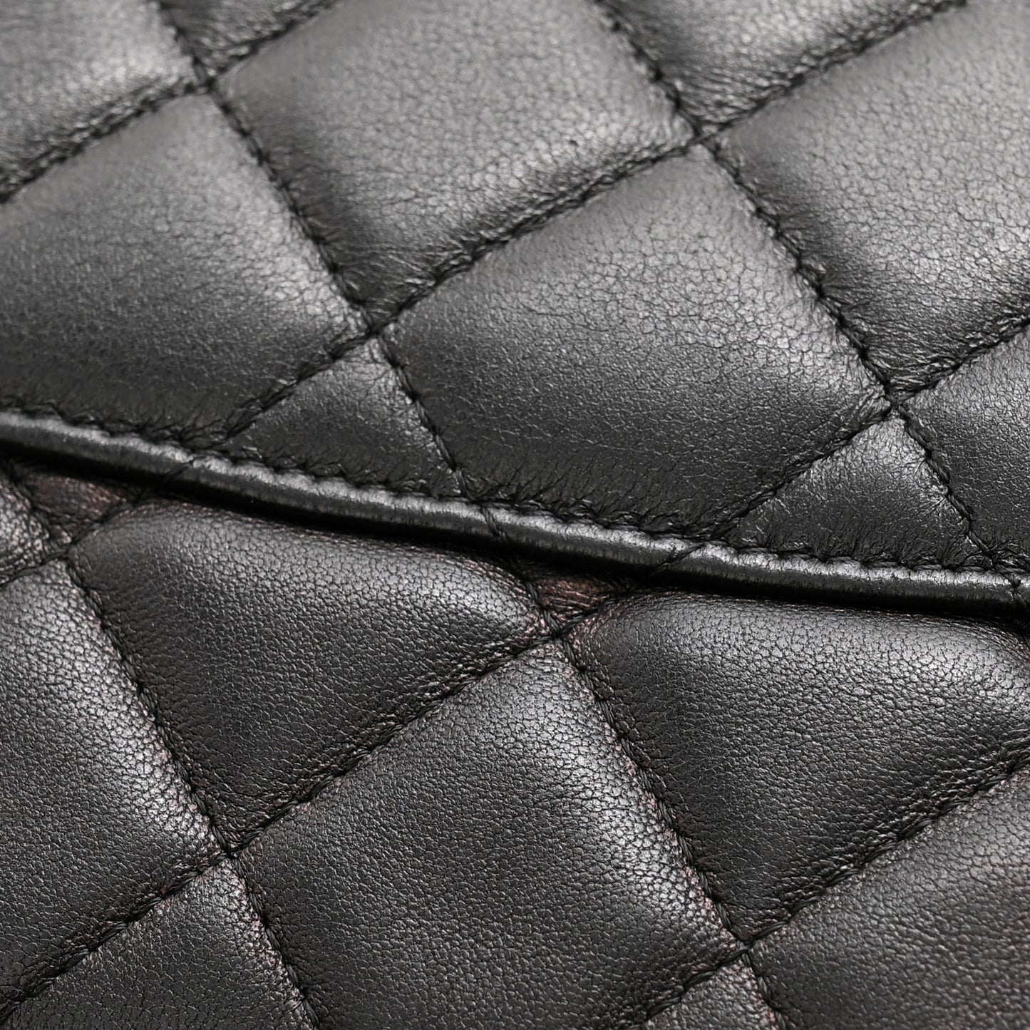 Lambskin Quilted Egyptian Amulet Zipped Pouch Black