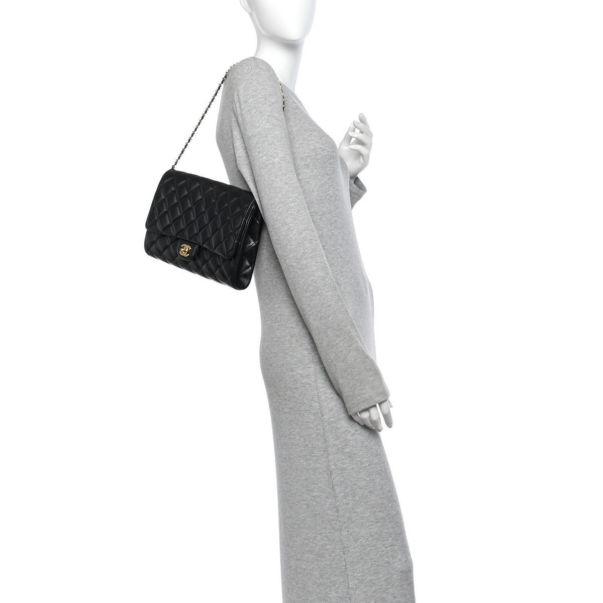Lambskin Quilted Clutch with Chain Flap Black