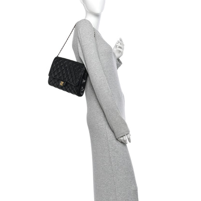 Chanel Lambskin Quilted Clutch with Chain Flap Black 2 of 12
