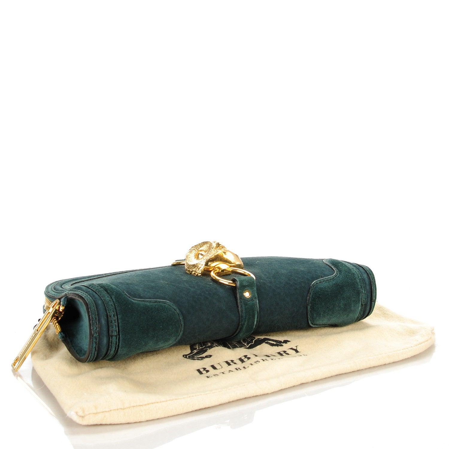 Burberry Prorsum Grainy Nubuck Alma Owl Clutch Indigo Green 4 of 7