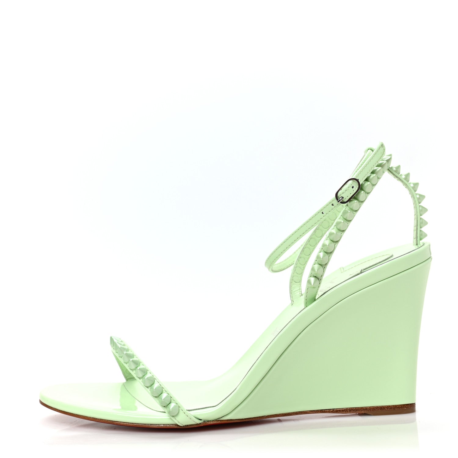 Christian Louboutin Patent Calfskin So Me Spike 85 Wedge Sandals 39 Studio Green 1 of 8