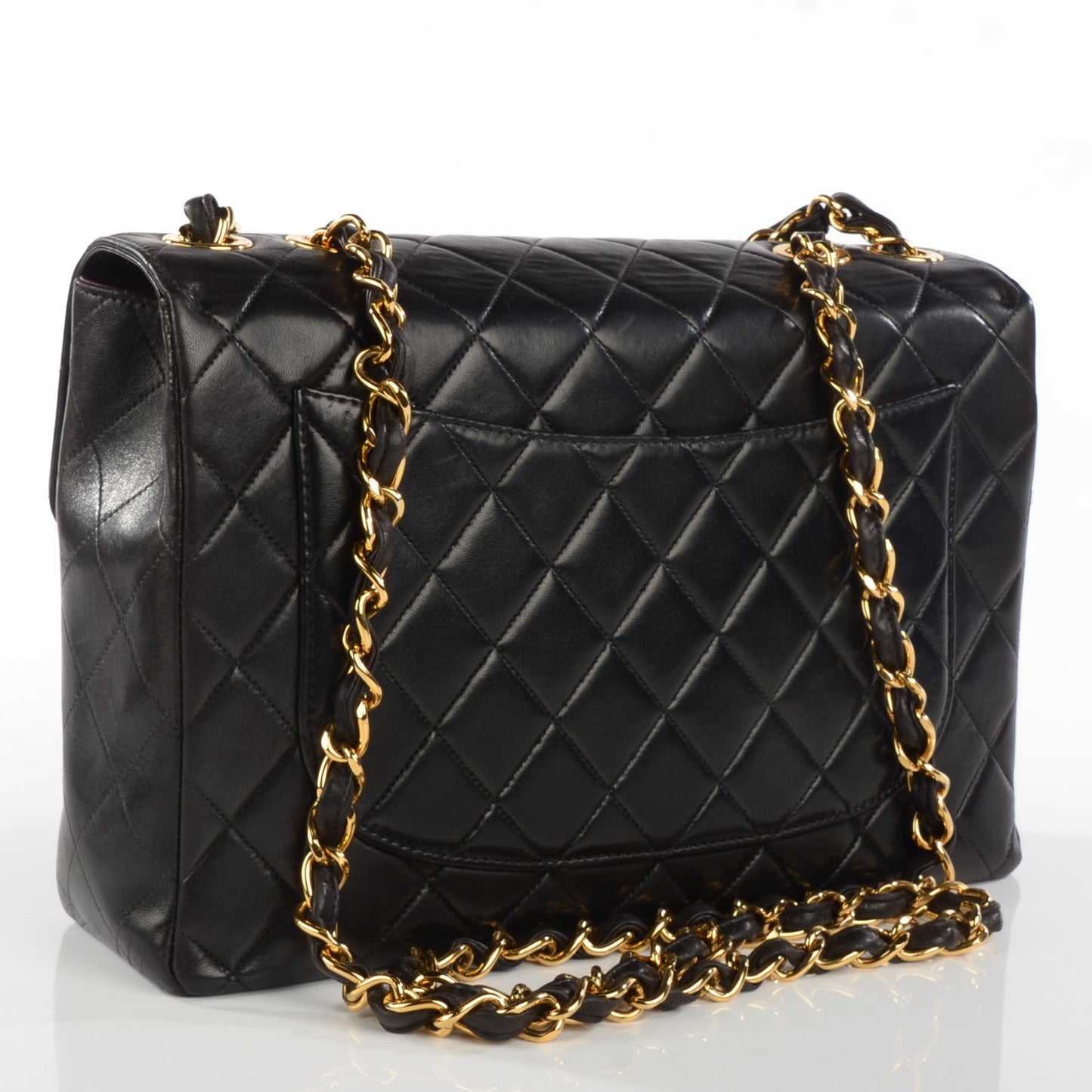 Lambskin Quilted Jumbo Flap Black