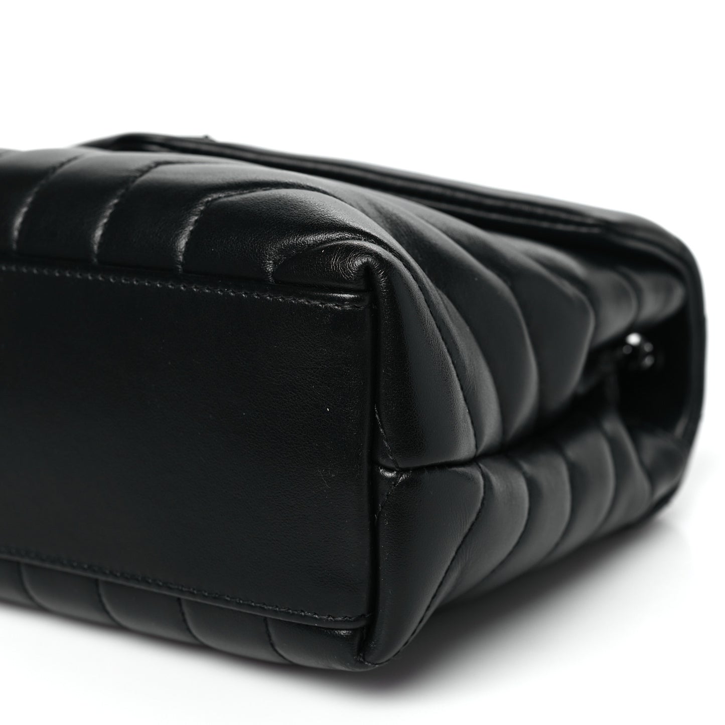 Calfskin Y Quilted Monogram Monochrome Small Loulou Chain Satchel Black
