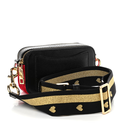 Marc Jacobs Calfskin Velvet Sequin Camouflage Snapshot Camera Bag Red Black 3 of 11