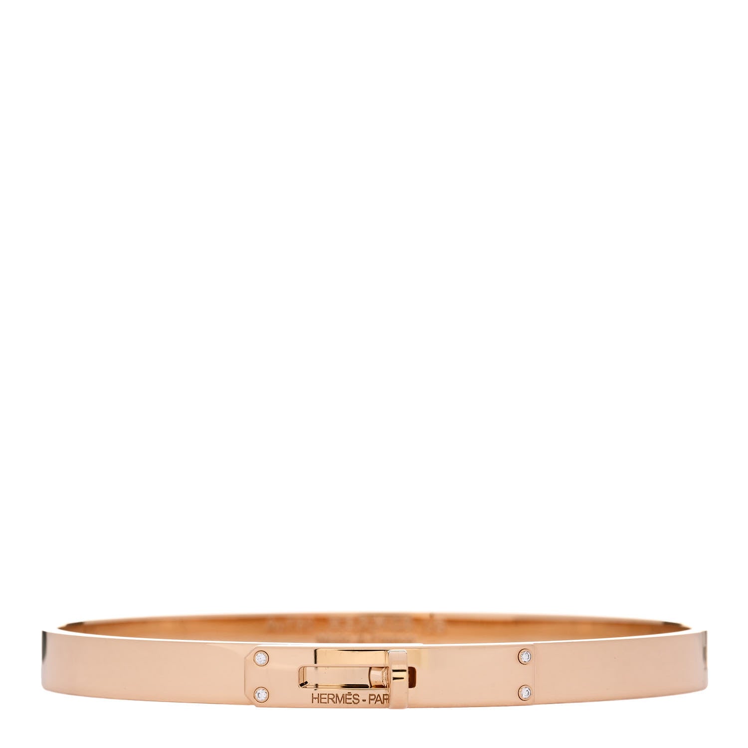Hermes 18K Yellow Gold Diamond PM Kelly Bracelet LG 1 of 4