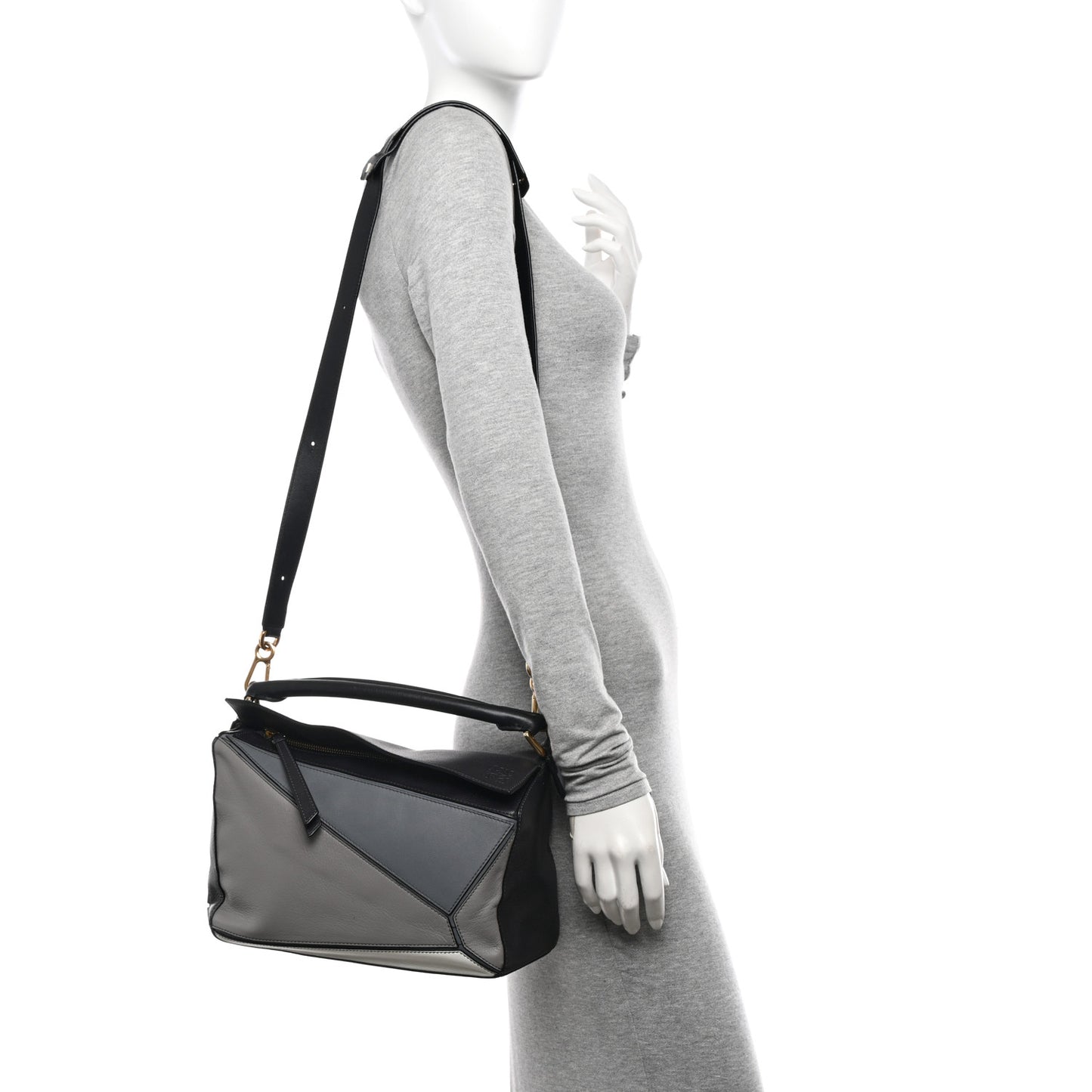 Calfskin Medium Puzzle Bag Grey Multito